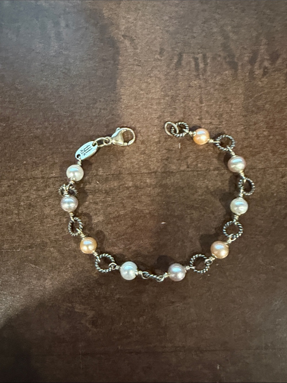 James Avery Twisted Wire Link Bracelet with Multi-Colored Cultured Pearls